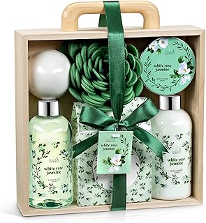 White Rose Jasmine Spa Basket with 7 Pieces