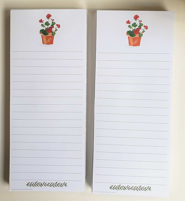 Set of Two Geraniums Refrigerator Notepads