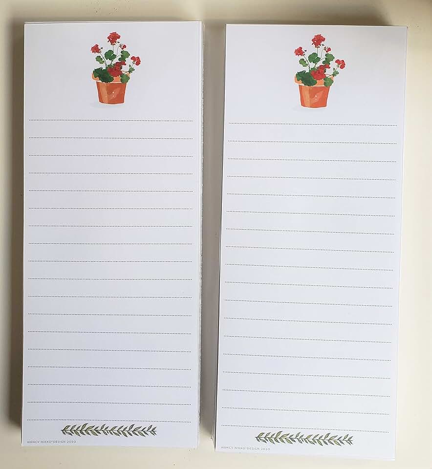 Set of Two Geraniums Refrigerator Notepads