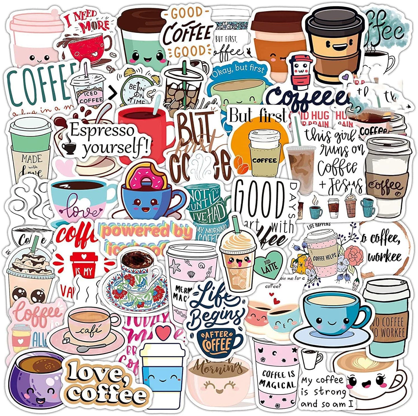 50 Waterproof Cute Vinyl Stickers for Water Bottles and More