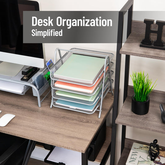 4-Tier Metal Mesh Paper Tray Organizer