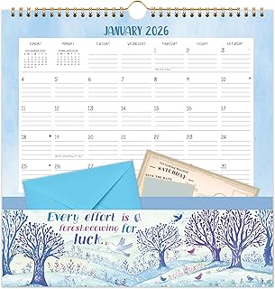 2026 Wall Calendar with Pockets, 12" x 12"