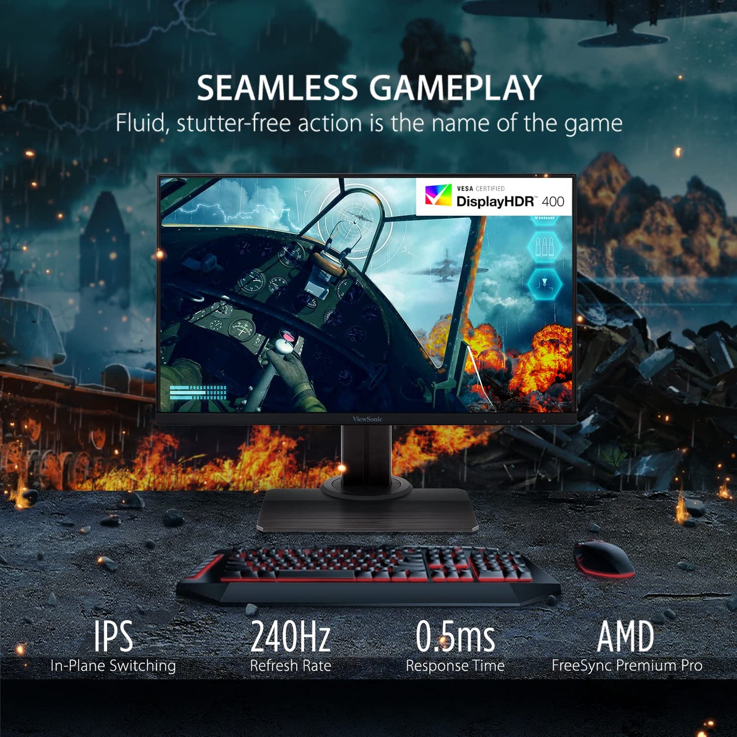 OMNI XG2431 24 Inch 1080p 0.5ms 240Hz Gaming Monitor with AMD FreeSync Premium, Advanced Ergonomics, Eye Care, HDMI and DisplayPort for Esports