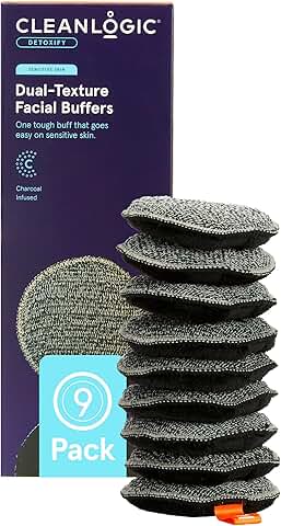 Charcoal Exfoliating Facial Pads for Sensitive Skin, 9 Pack