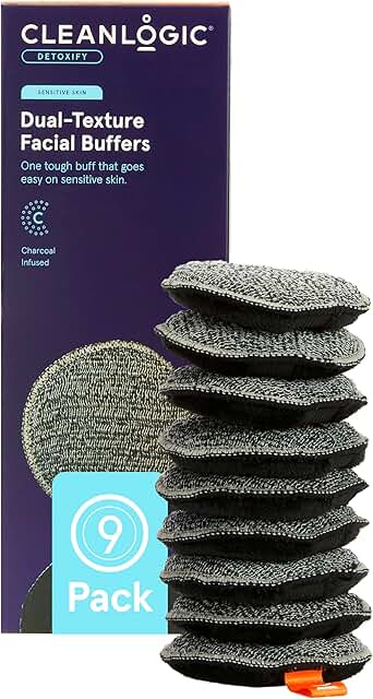 Charcoal Exfoliating Facial Pads for Sensitive Skin, 9 Pack