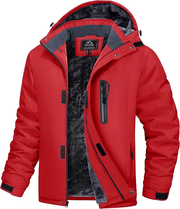 Men's Winter Water-Resistant Fleece Parka with Hood