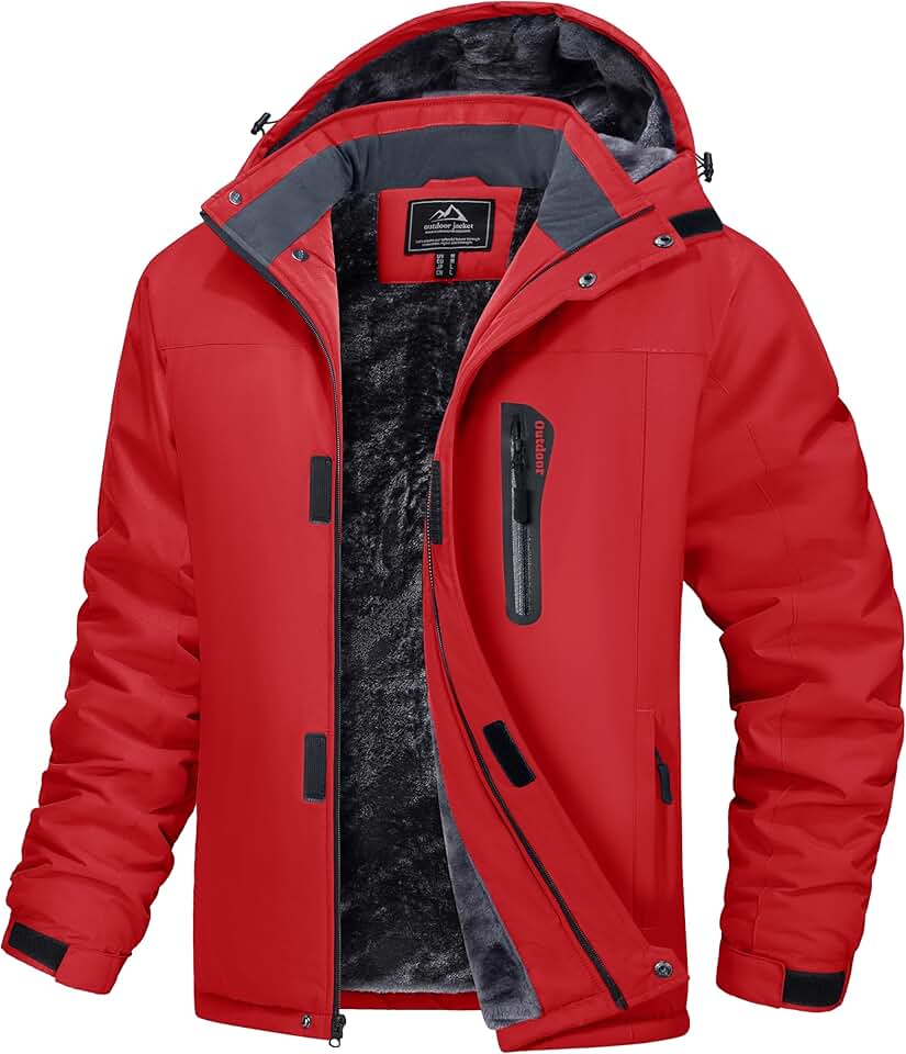 Men's Winter Water-Resistant Fleece Parka with Hood