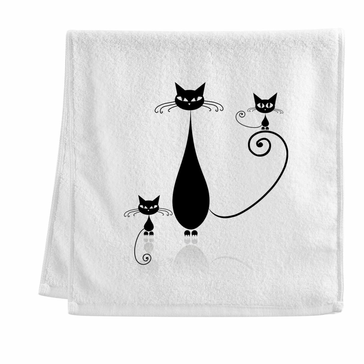 100% Cotton Towels White Black Cat 16x30 Inch