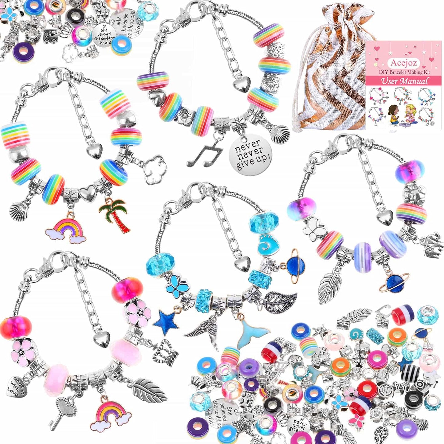 DIY Charm Bracelet Making Kit for Girls and Beginners