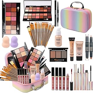 Rainbow makeup set with brushes and case