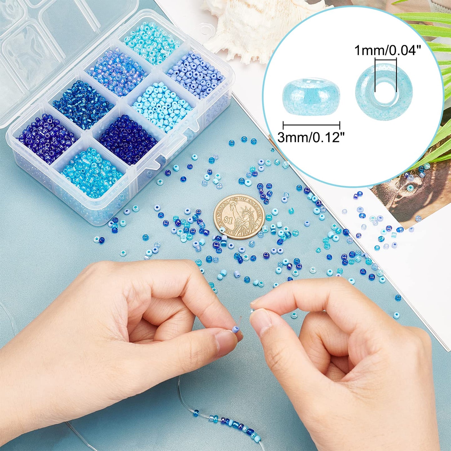 Blue Seed Beads for Jewelry Making and Crafts
