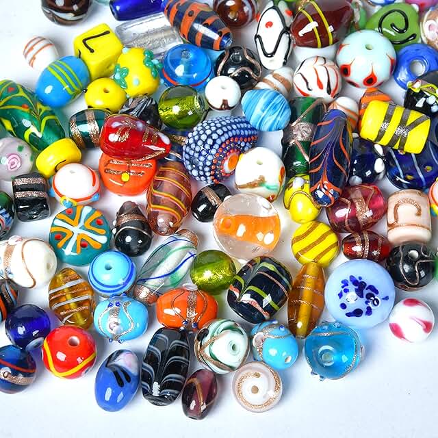 Assorted Glass Beads for Jewelry Making, 1/2 lb