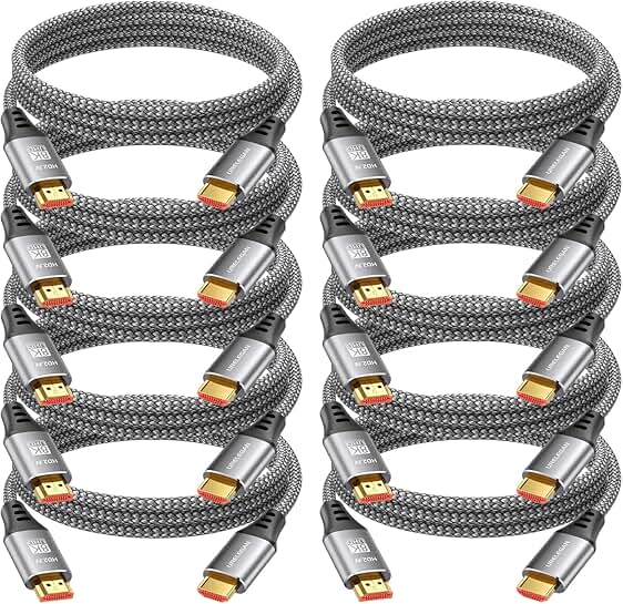 10-Pack 3 FT High-Speed HDMI Cables for 8K and 4K Displays