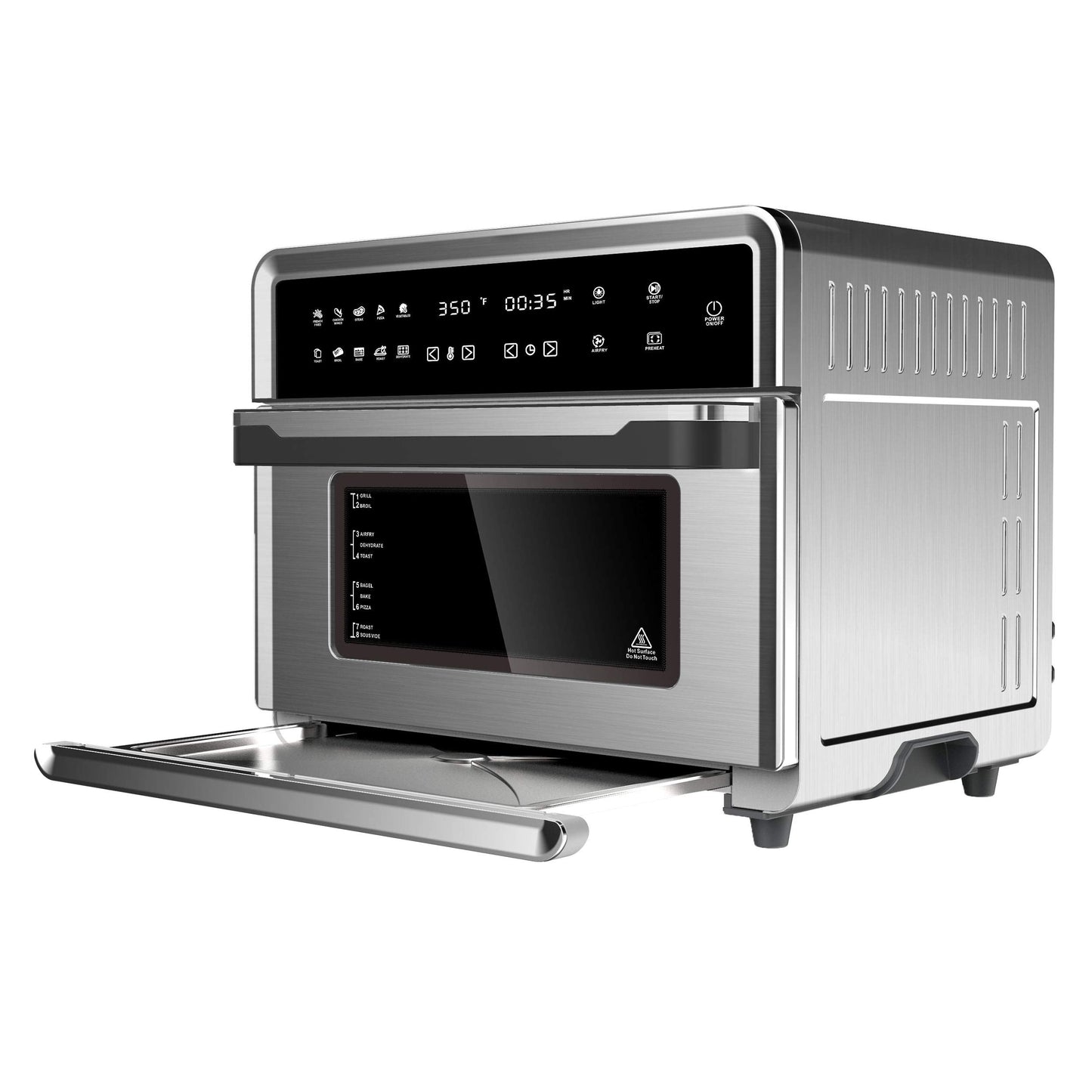 10 in 1 Electronic Multifunction 360 Degree Hot Air Technology Countertop Oven, Silver Chrome, 25 Liter Capacity