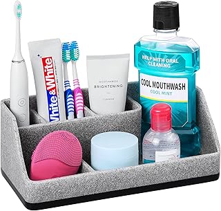 Toothbrush Holder with 5 Compartments for Bathroom