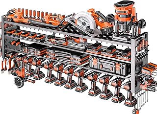 Large Wall-Mount Power Tool Organizer with Drill Holders