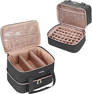 Black nail polish storage with lamp and tools