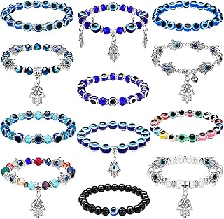 12 Beaded Evil Eye Charm Bracelets for Women and Men