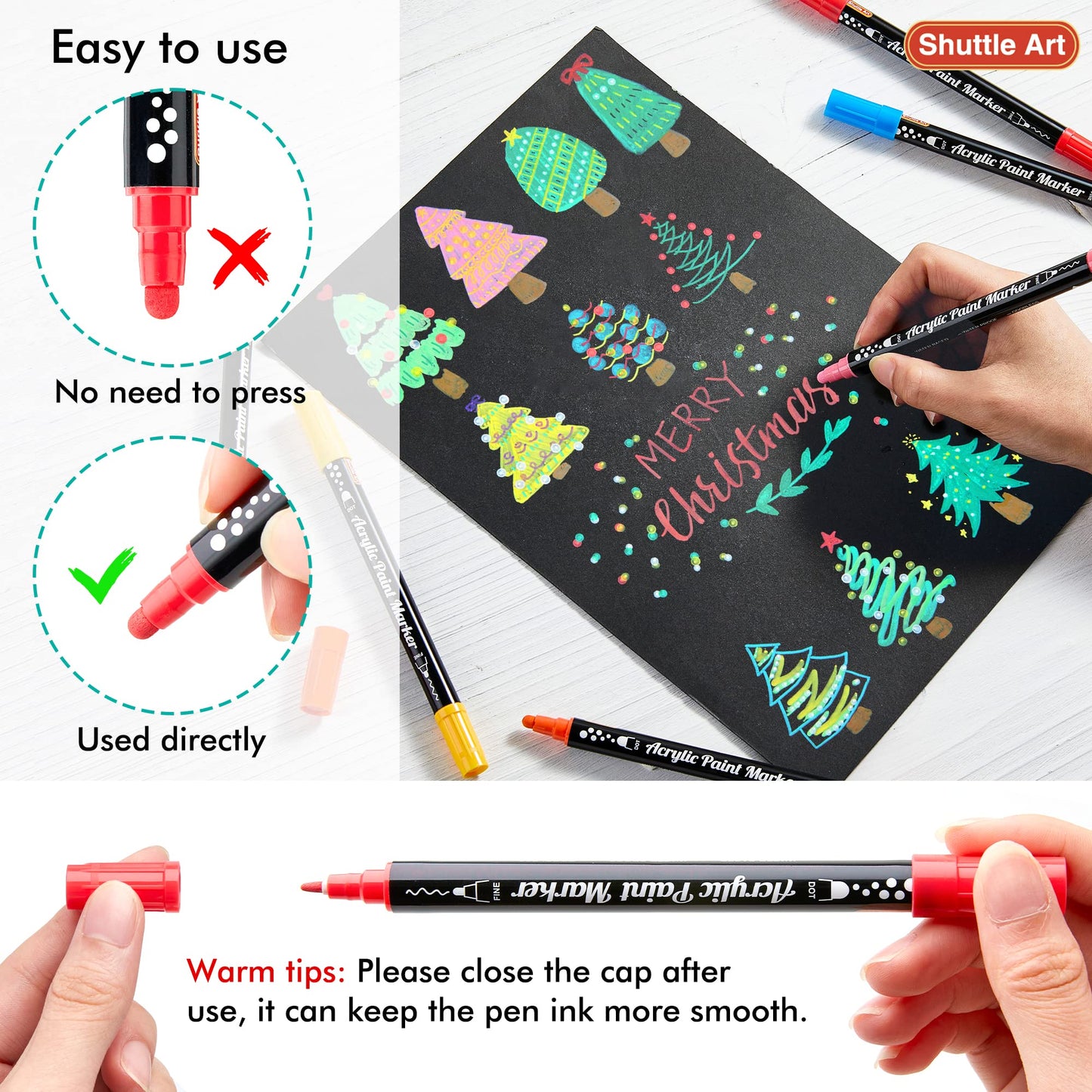 36 Colors Dual Tip Acrylic Paint Markers Set