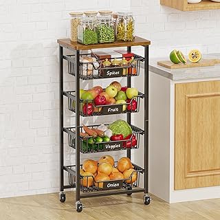 5-Tier Rolling Vegetable and Fruit Storage Cart