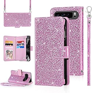 Sparkly Pink Phone Case with Wrist Strap and Card Holder