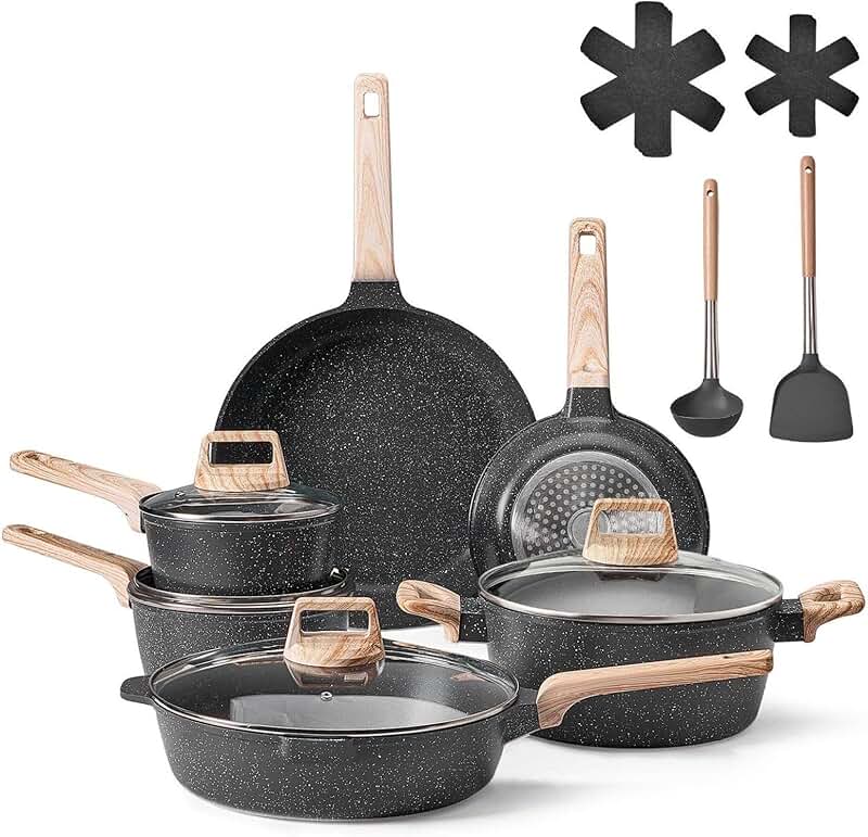 17-Piece Nonstick Granite Cookware Set for Kitchen
