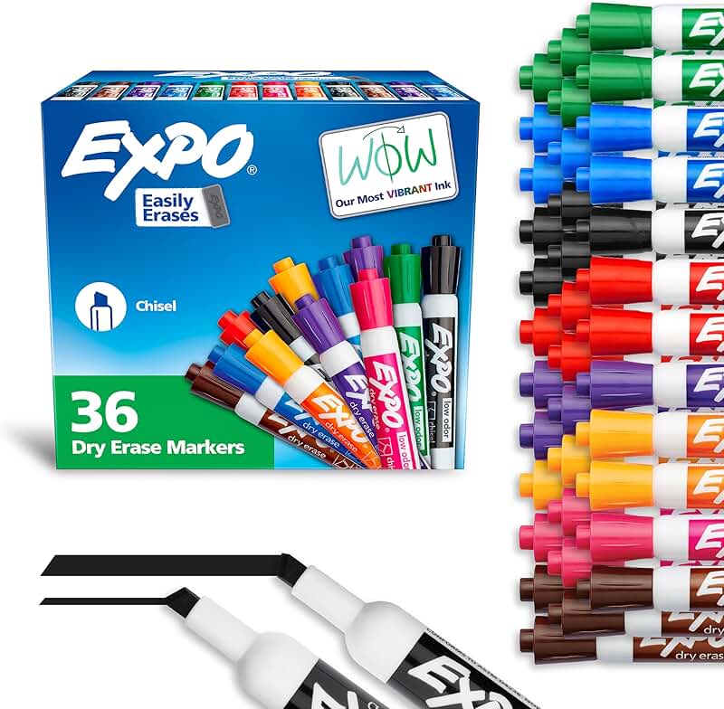 36 Assorted Dry Erase Markers with Chisel Tips