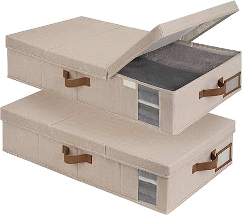 Two Large Under Bed Storage Bins with Lids and Handles