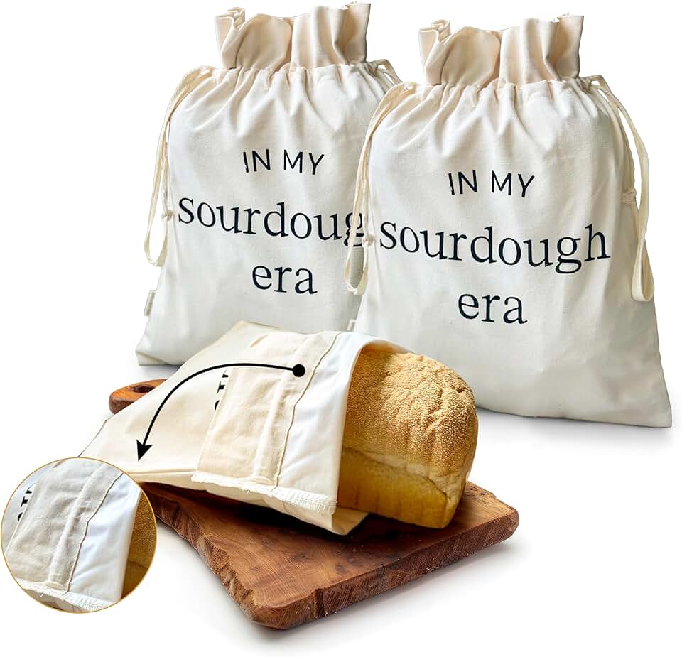Reusable organic cotton bread bags, 2-pack
