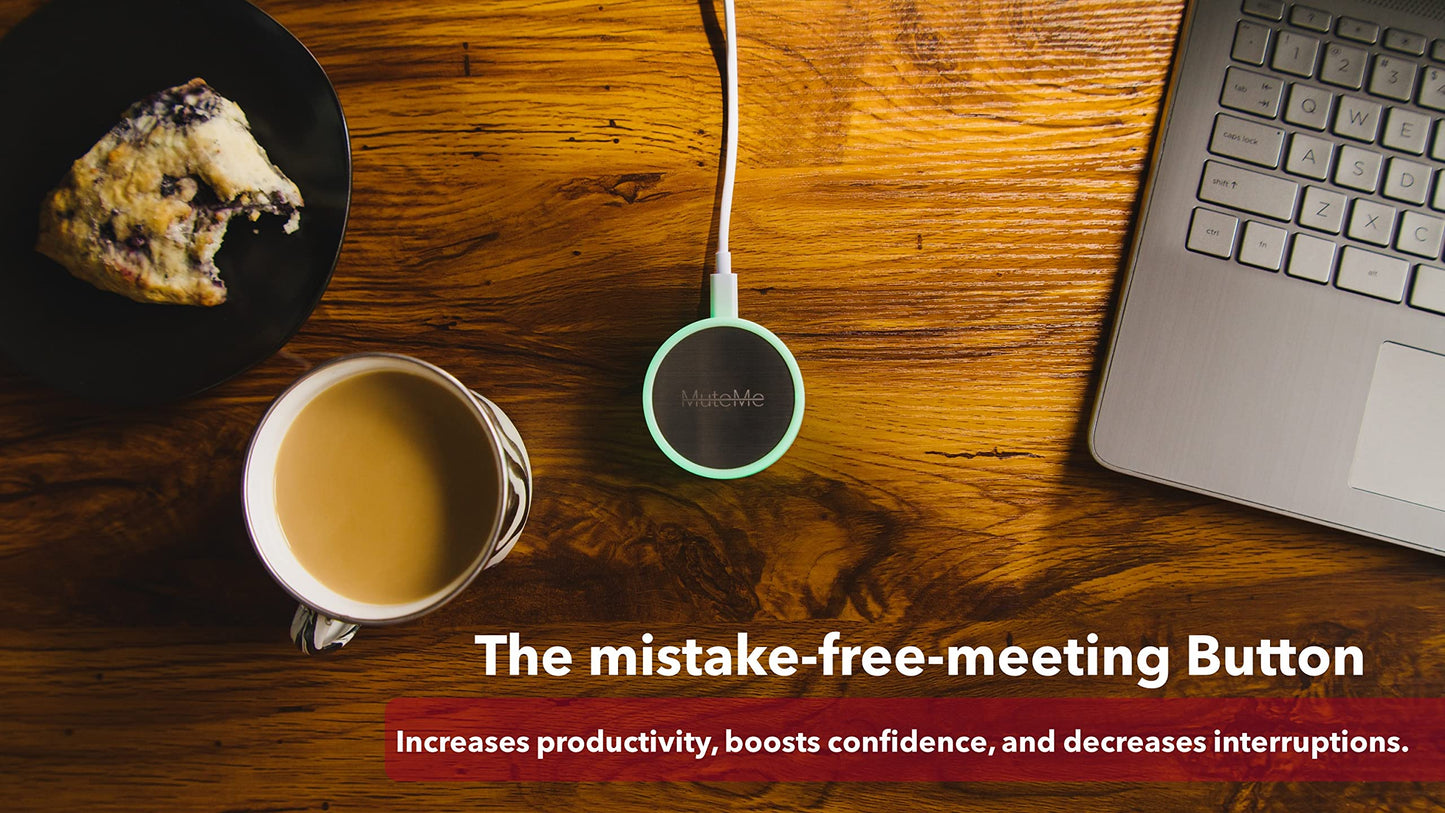 '- Illuminated Physical Mute Button for Zoom, Teams, WebEx & More (As Seen on Shark Tank)! Mac/PC Compatible. USB Cord & Adapter Included. Free Software Download Required.