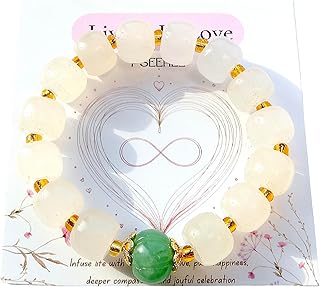 Handmade Jade Pumpkin Beaded Bracelet for Healing and Gift