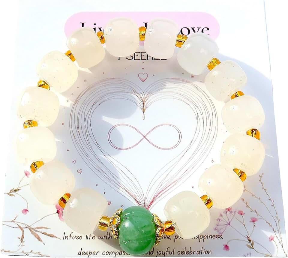 Handmade Jade Pumpkin Beaded Bracelet for Healing and Gift