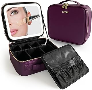Travel Makeup Bag with LED Mirror and Light