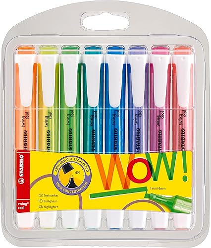 Pack of 8 Assorted Color Highlighters with Clip