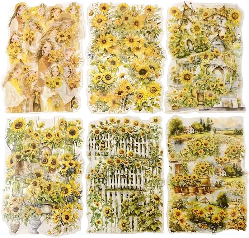 Journey to The Light Sunflower Stickers, 180 Waterproof Labels