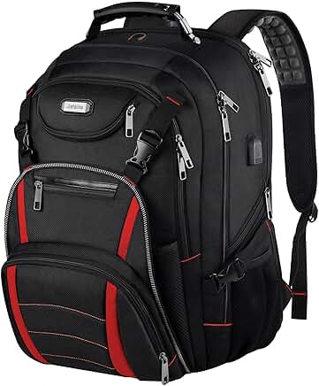 Large 18.4" Travel Laptop Backpack with USB, RFID, and Water Resistance
