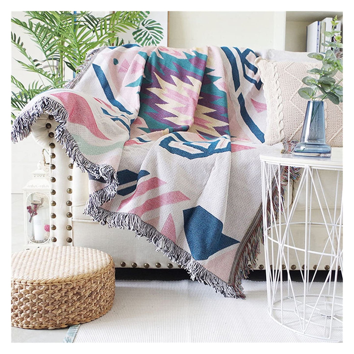 Geometry Tel Sofa Cover Home Blanket Washable Sofa Towel Retro Throw Bkankets for Adult Color  B, Size  160x220cm)