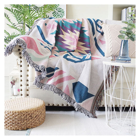 Geometry Tel Sofa Cover Home Blanket Washable Sofa Towel Retro Throw Bkankets for Adult Color  B, Size  160x220cm)