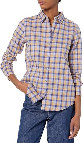 Women's Regular-Fit Long-Sleeve Lightweight Plaid Flannel Shirt