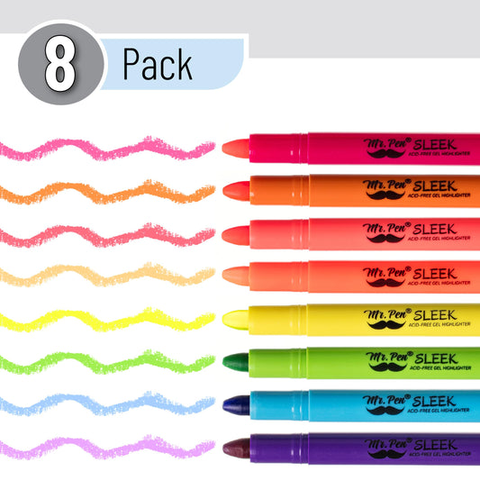 Assorted Color Gel Highlighters, Pack of 8