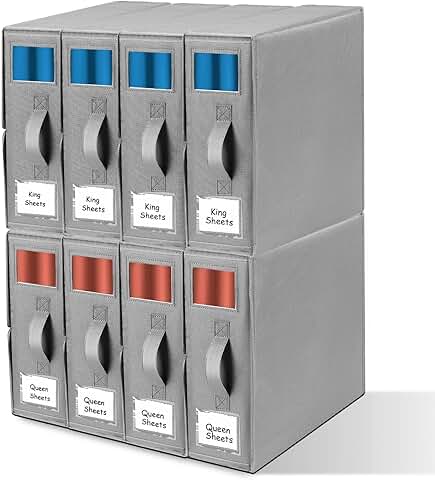 8 Pack Foldable Bed Sheet Storage Containers