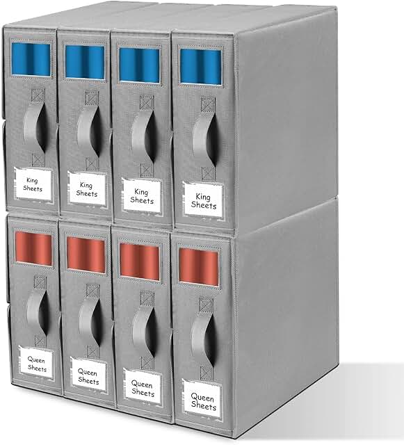 8 Pack Foldable Bed Sheet Storage Containers