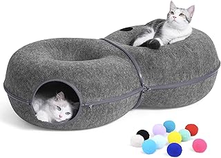 Large 8-Shaped Cat Tunnel Bed with Toys
