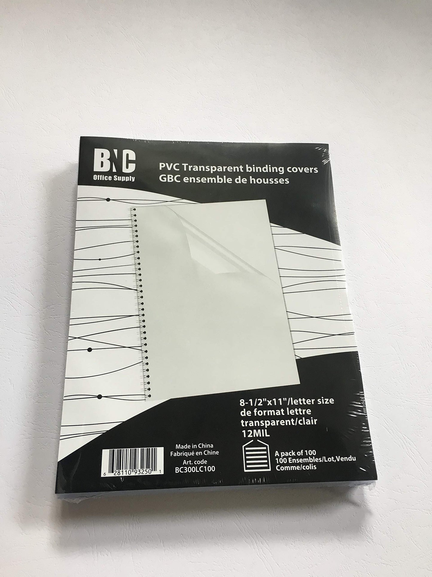 Clear PVC binding covers, 8.5 x 11 inches, pack of 100