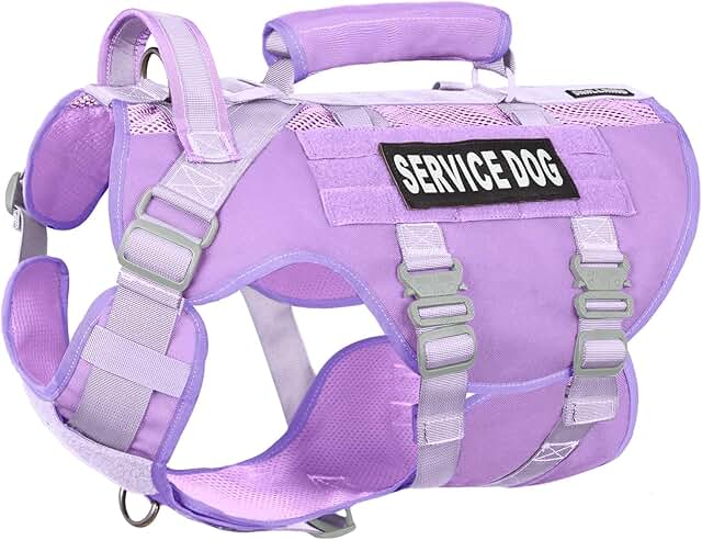 Large Dog Service Vest with Breathable Mesh and Molle