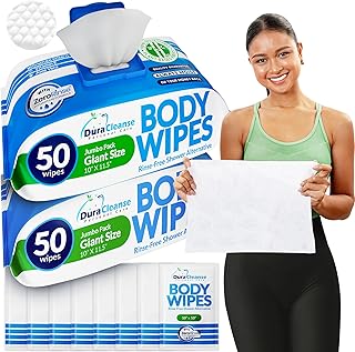 Adult Body Wipes, No Rinse, 2 Pack, 10"x11.5"