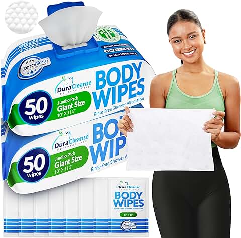 Adult Body Wipes, No Rinse, 2 Pack, 10"x11.5"