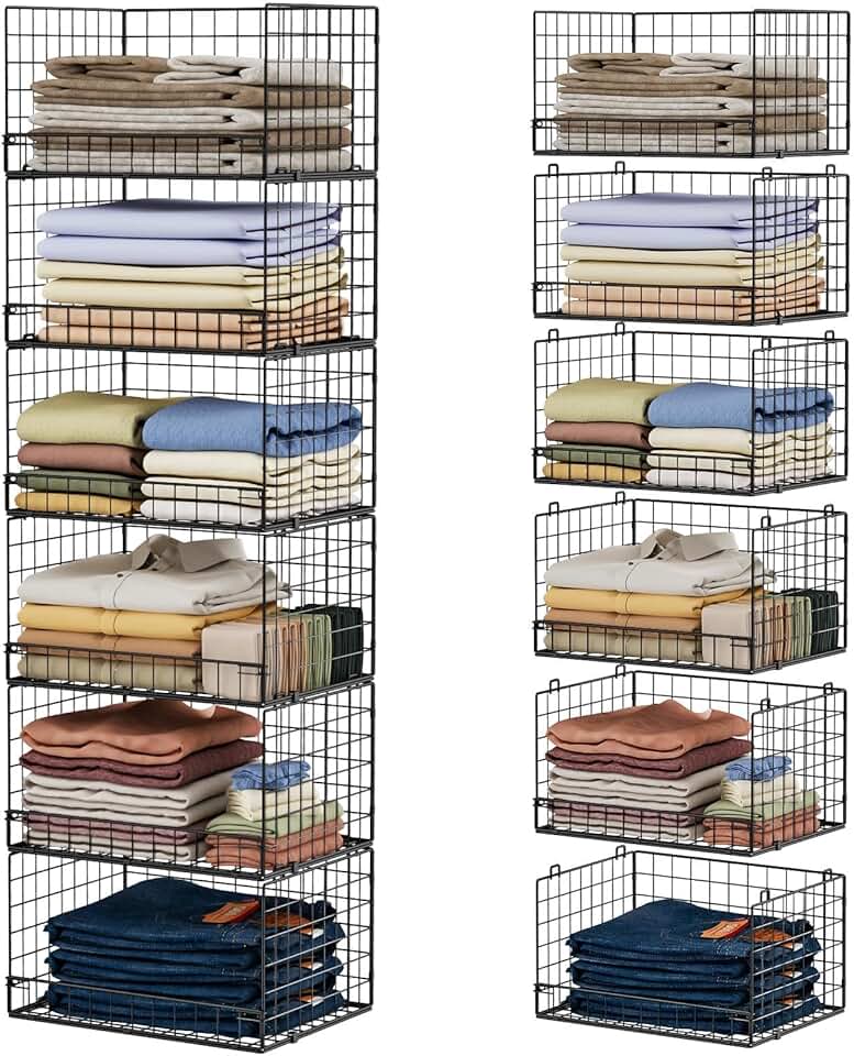 6-Tier Stackable Closet Organizer with Bins