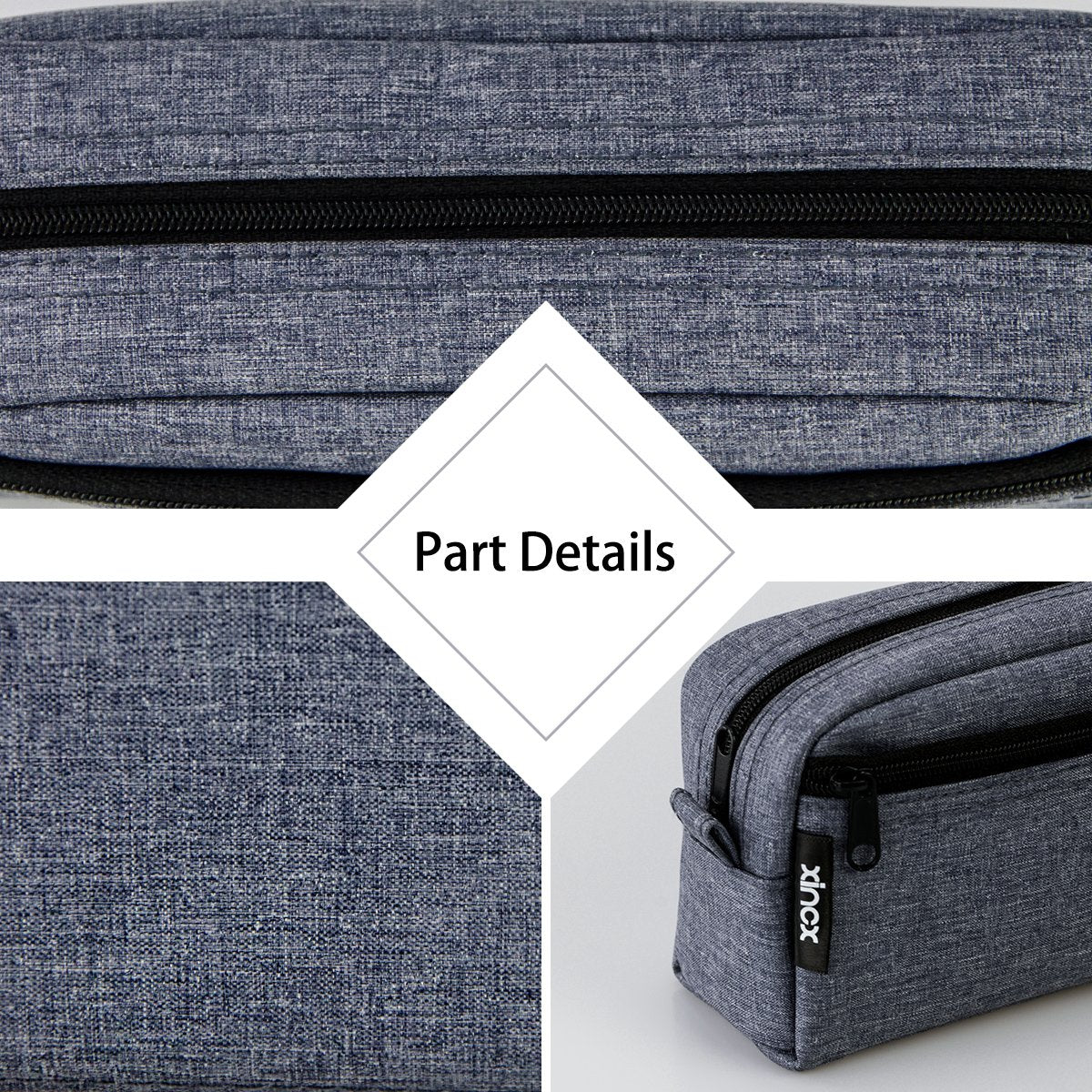 Large Multi-Color Pencil and Cosmetic Pouch with Zipper