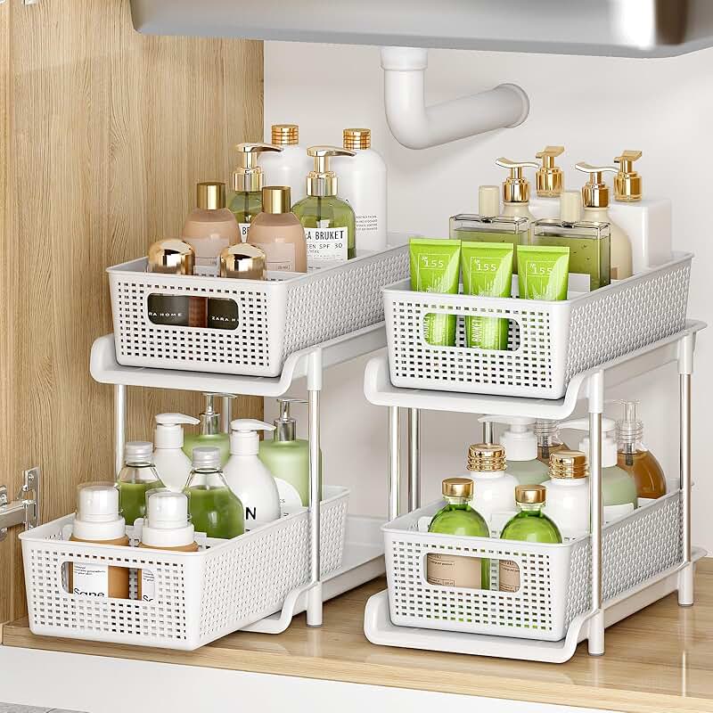Two-Tier Storage Caddy for Kitchen and Bathroom